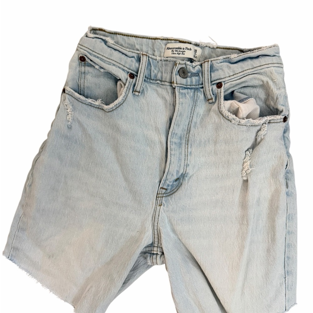 Abercrombie & Fitch Light Blue High-Rise Denim Shorts